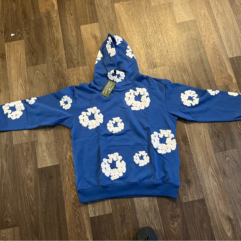 Denim & Flower Blue Jacket with Cream Floral Design